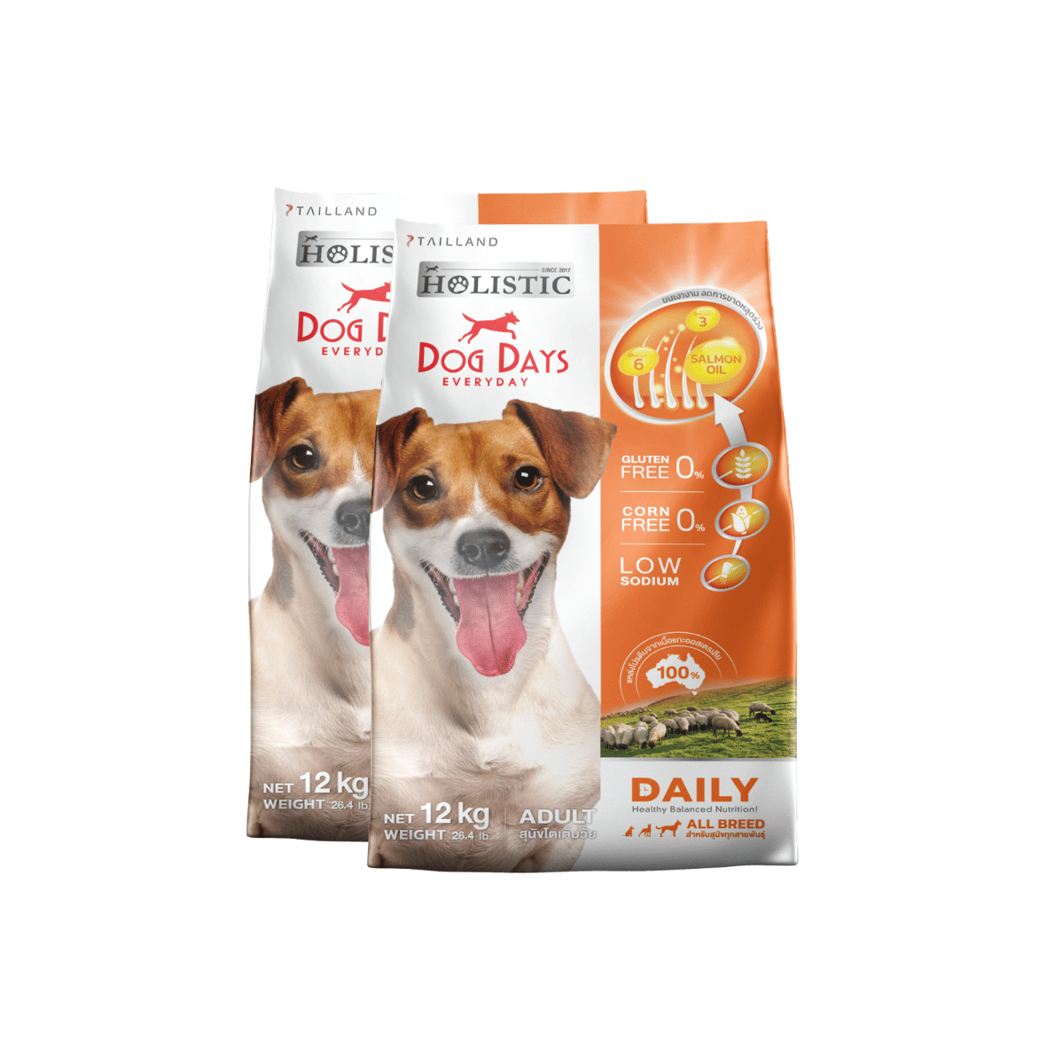 อาหารเม็ดสำหรับสุนัข DOG DAYS DAILY เกรดโฮลิสติก รสเนื้อแกะ สูตรลดขนร่วงโดยเฉพาะ 12 กก. (ชุด 2 ถุง)_0